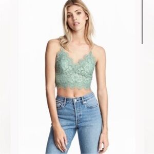 H&M Seafoam Green Lace Crop Top